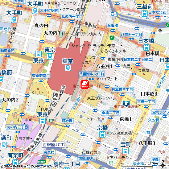 東京駅八重洲南口付近の地図
